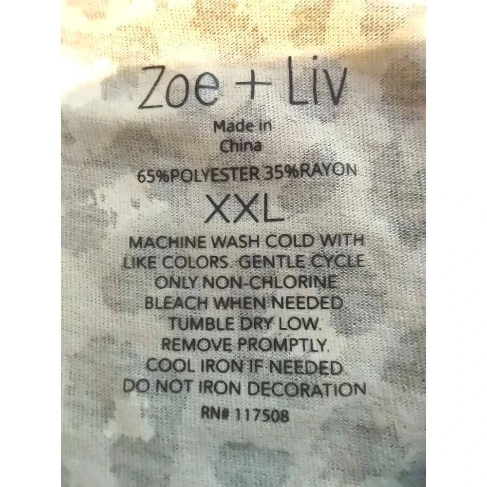 Zoe + Liv Top Women XXL Leopard Print Boho Streetwear Tan Brown High Low T-Shirt